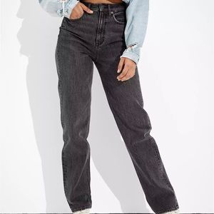 American Eagle Short Length Washed Black Baggy Jeans Size 0